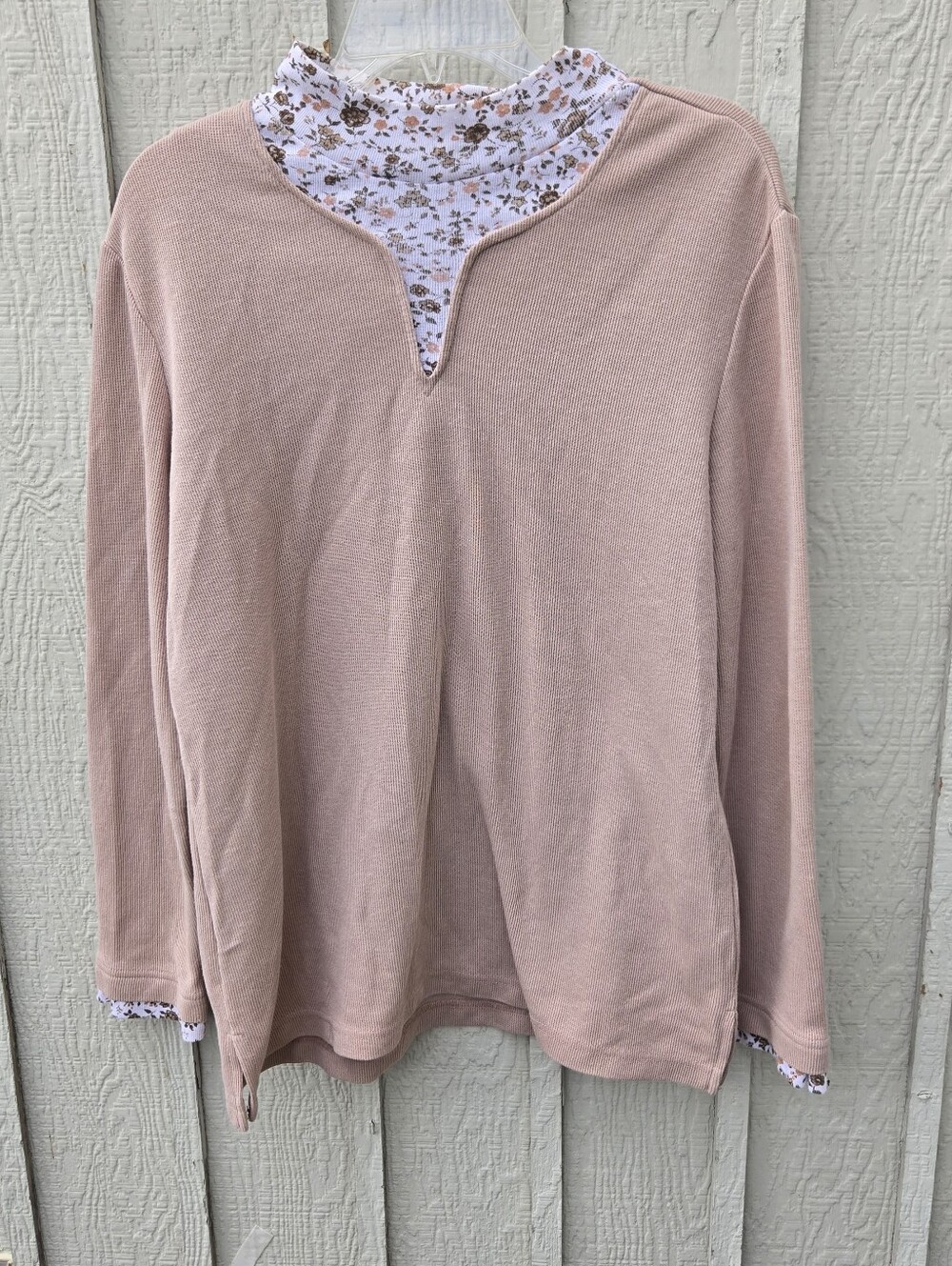 Blair Floral Mock Neck Thermal Layered Long Sleeve Top